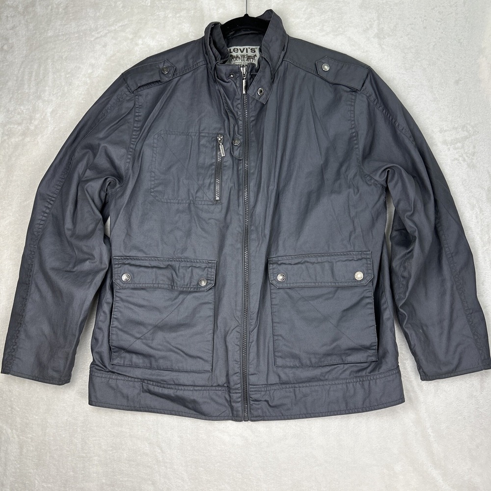Levi's Strauss Zip Up Jacket Men's Size Large Gray Pockets Coat - Picture 1 of 12